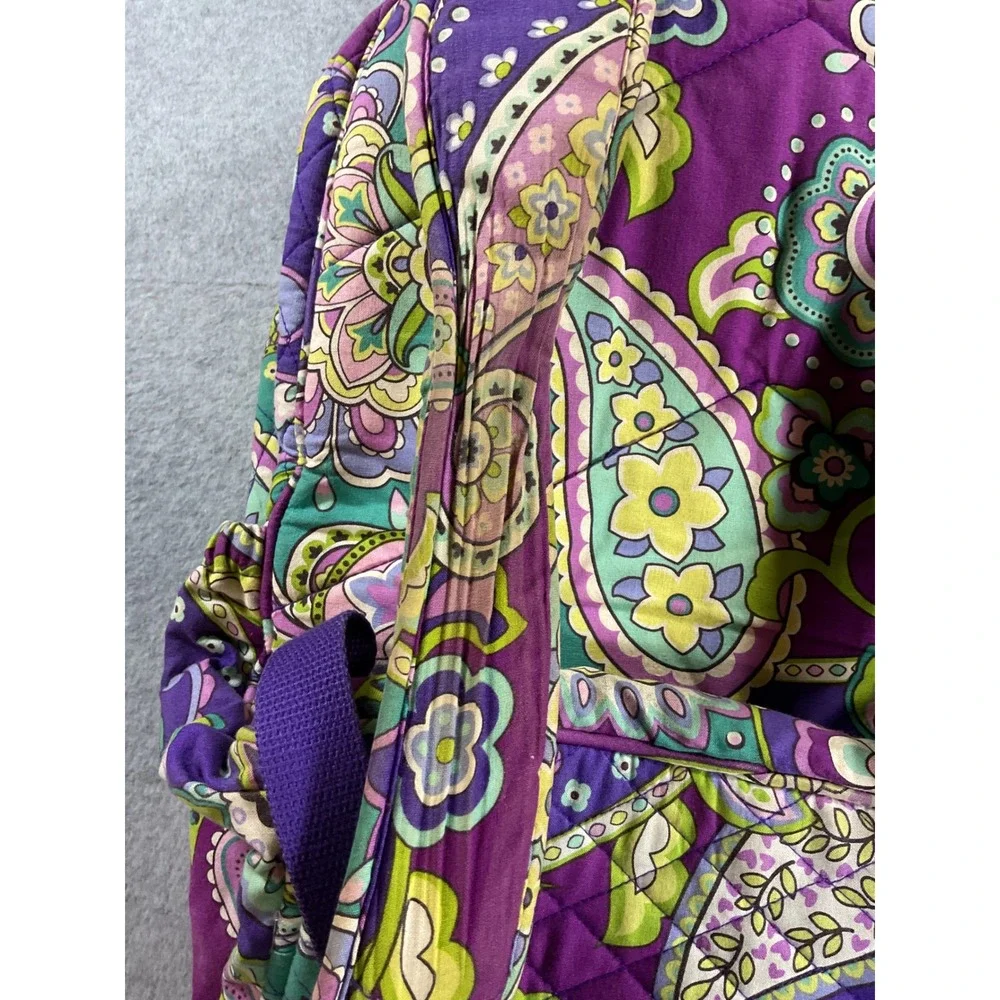 Vera Bradley Quilted Cotton Backpack Purple Green Paisley Floral Laptop Bag